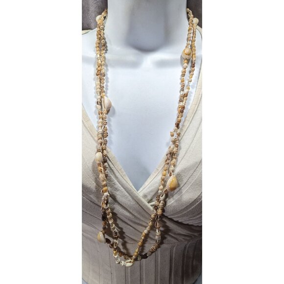 Beachy Two Layer Seashell Beaded Necklace - Picture 2 of 5